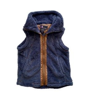 NWOT I5 Apparel Womens Fluffy Fleece W/Zipper & Hidden Hood, Adult, Navy / Brown